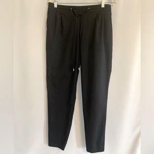 Zara Pinstripe Navy/White Dress Pants Size 10 With Elastic Waistband And Bottom.